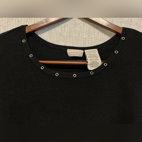 WHITE STAG Black Woman's Plus 26/28W Knit Top w/ Silver Metal Eyelet Accents - Picture 6 of 11